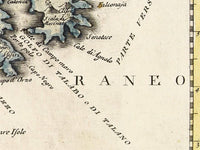 Old Map of Corsica Isle de Corse 1740  | Vintage Map Wall Art Print