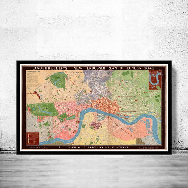 Old Map of London Map 1841 Vintage Map | Vintage Map Wall Art Print
