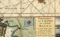 Old Map of Malta Island 1734 Vintage Map | Vintage Map Wall Art Print
