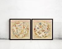 Old Planisphere Celeste meridional and septentrional 1775 Vintage Map | Vintage Map Wall Art Print | Large Poster Print