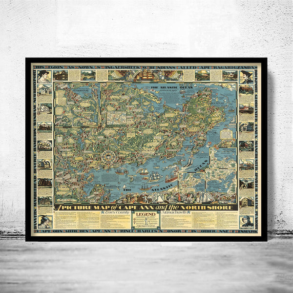 Vintage Map of Cape Ann and the North Shore 1934 | Vintage Map Wall Art Print