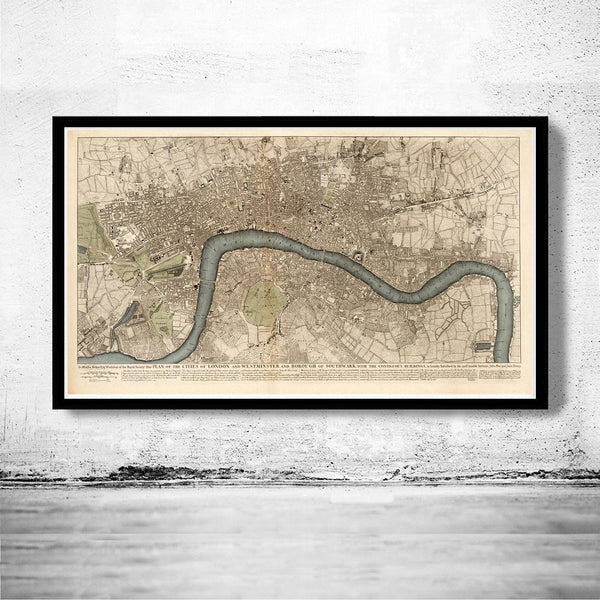 Old Map of London 1749 Vintage Map of London | Vintage Map Wall Art Print