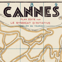 Old Map of Cannes France 1938 Vintage Map | Vintage Map Wall Art Print