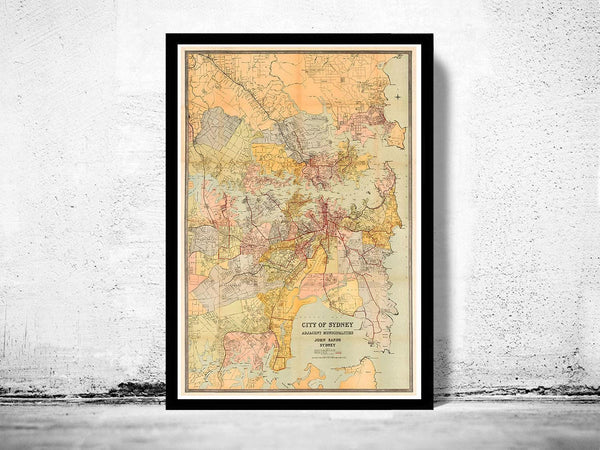 Old Map of Sydney and Suburbs 1903 Australia Vintage Map | Vintage Map Wall Art Print