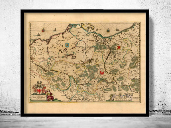 Old Map of Brandenburg 1699 Germany Vintage map  | Vintage Map Wall Art Print