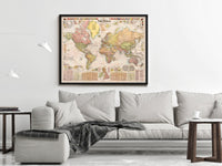Beautiful World Map Vintage Atlas 1908 Mercator projection | World Map Gift World Map Print | Vintage World Map | World Map Wall Art