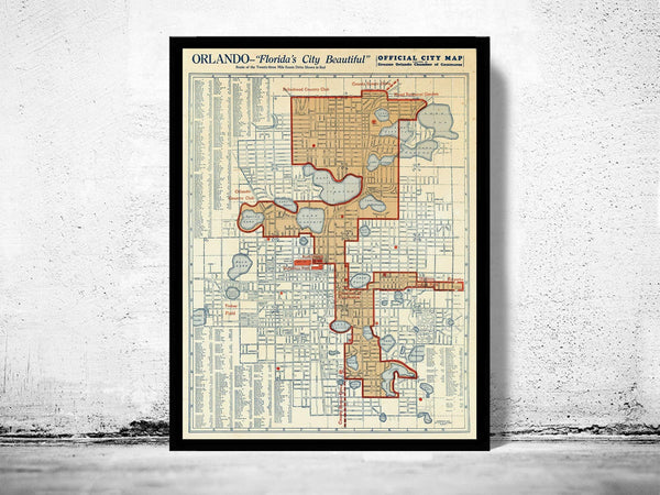 Old Map of Orlando Florida 1936 Vintage Map | Vintage Map Wall Art Print