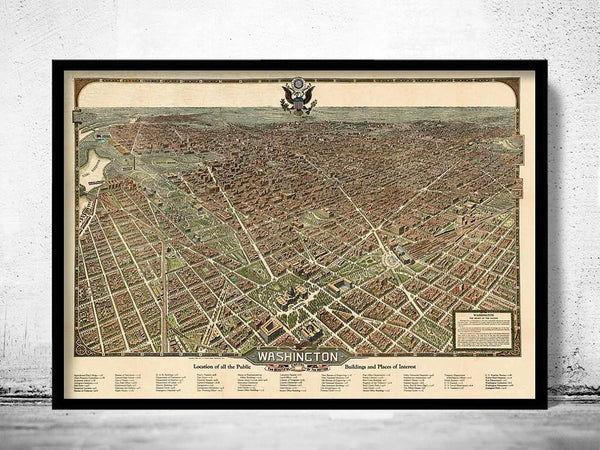 Old Map of Washington Capitol 1923 Vintage Map  | Vintage Map Wall Art Print