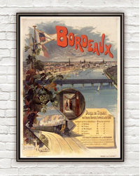 Vintage Poster Bordeaux Bordeus France , 1897  | Vintage Map Wall Art Print | Large Poster Print | Home Decor Wall Art