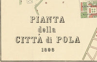 Old Map of Pola Pula 1898 Croatia Vintage Map | Vintage Map Wall Art Print