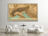 Old Map of The Alps Mountains 1885 Les Alpes France | Vintage Poster Wall Art Print | (Copy)