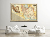 Old Map of Iran 1960 Iran Road Map | Vintage Poster Wall Art Print | Iran Wall Map Print