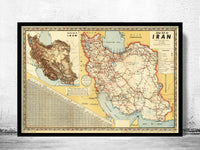 Old Map of Iran 1960 Iran Road Map | Vintage Poster Wall Art Print | Iran Wall Map Print