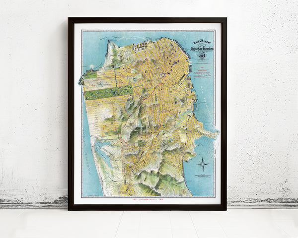 Old Map of San Francisco 1912 The Chevalier Map of San Francisco Vintage Map | Vintage Map Wall Art Print | Large Map Print