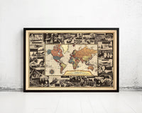 World War 2 History Chart 1939 Vintage Map WW2 | World Map Gift World Map Print | Vintage World Map | World Map Wall Art | Large Map Print