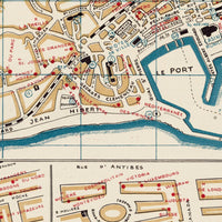 Old Map of Cannes France 1938 Vintage Map | Vintage Map Wall Art Print