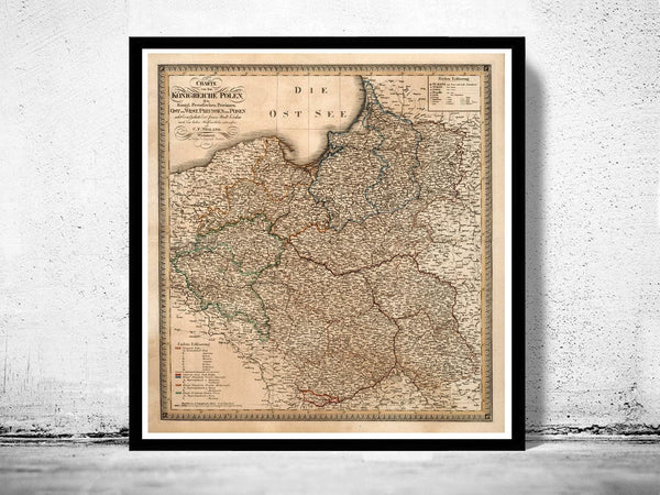 Old Map of Poland 1820 Vintage Map | Vintage Map Wall Art Print