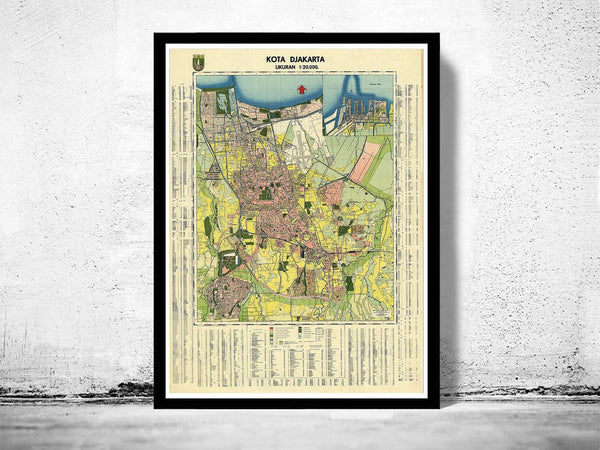 Old Map of Jakarta Batavia Indonesia Vintage Map | Vintage Map Wall Art Print