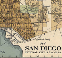 Old map San Diego California 1920 Vintage Map | Vintage Map Wall Art Print