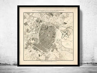 Old Map of Montpellier France 1834 Vintage Map | Vintage Map Wall Art Print