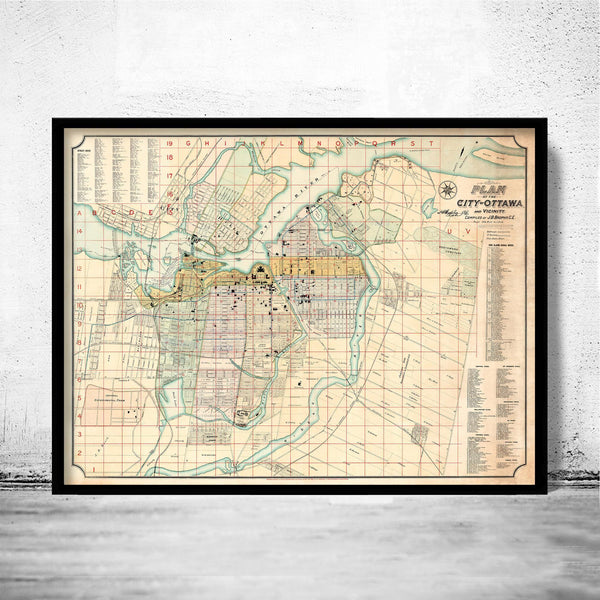 Old Map of Ottawa Canada 1895 Vintage Map | Vintage Map Wall Art Print