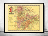 Old Map of Valladolid Region 1900 Spain Espana | Vintage Map Wall Art Print