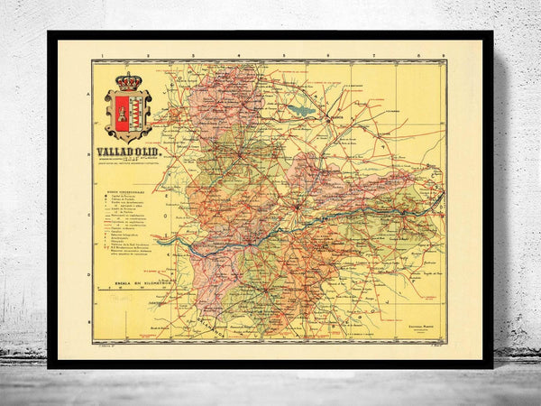 Old Map of Valladolid Region 1900 Spain Espana | Vintage Map Wall Art Print