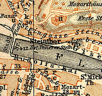 Old Map of Salzburg Austria 1909 Vintage Map | Vintage Map Wall Art Print