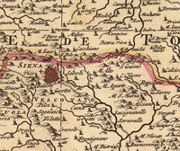 Old Map of Tuscany Toscana Italy 1708 Vintage Map  | Vintage Map Wall Art Print