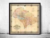 Old Map Washington DC 1857 Vintage Map | Vintage Map Wall Art Print