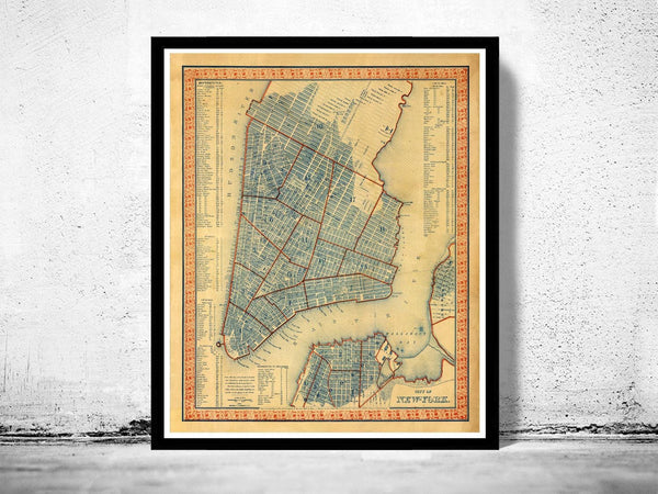 Old Map of New York 1846 Manhattan NY Map Print | Vintage Map Wall Art Print