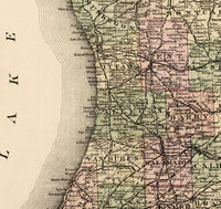 Old vintage map of Michigan 1885 Vintage Map | Vintage Map Wall Art Print