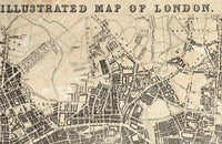 Old Map of London England 1845 Vintage Map of London | Vintage Map Wall Art Print