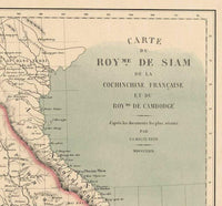 Old Map of Thailand Old Siam 1869 Vintage Map | Vintage Map Wall Art Print