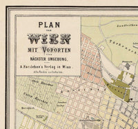 Old Map of Vienna Wien Austria 1883 Vintage Map of Vienna | Vintage Map Wall Art Print