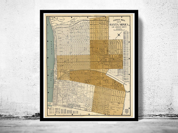 Old Map of Santa Monica LA California 1938 Vintage Map | Vintage Map Wall Art Print