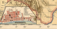 Old Map of Ecuador 1894 Equator Republic Vintage Map | Vintage Map Wall Art Print