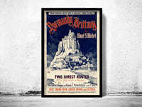 Vintage Poster of Mont St Michel France 1899  | Vintage Map Wall Art Print | Large Poster Print | Home Decor Wall Art