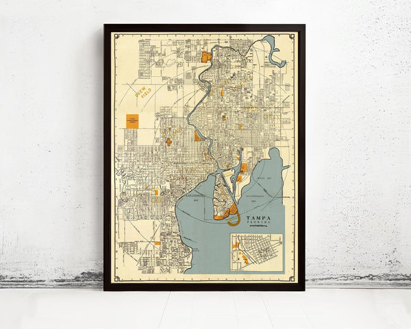 Old Map of Tampa Florida 1947 Vintage Map of Tampa City Florida | Vintage Map Wall Art Print