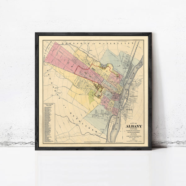 Old map of Albany New York Old Map 1881  | Vintage Map Wall Art Print