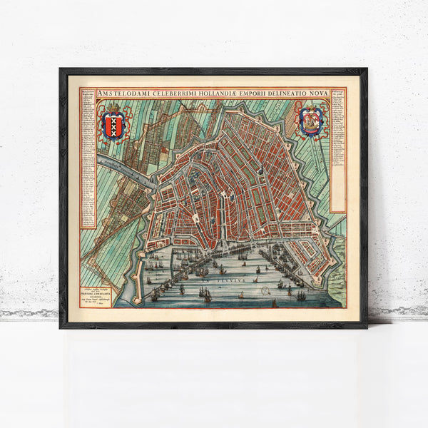 Old Map of Amsterdam The Netherlands 1649 Vintage Map | Vintage Map Wall Art Print