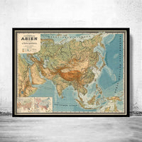 Old Map of Asia 1901, India, China &amp; South East Asia | Vintage Poster Wall Art Print | Wall Map Print | Old Map Print | Map Gift