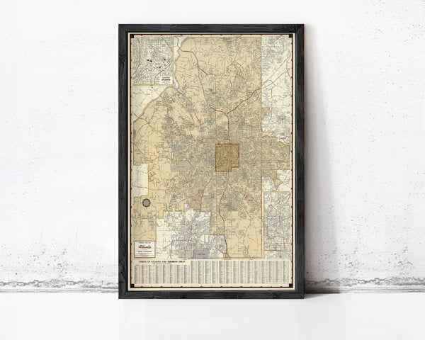 Old Map of Atlanta City Vintage Map  | Vintage Map Wall Art Print