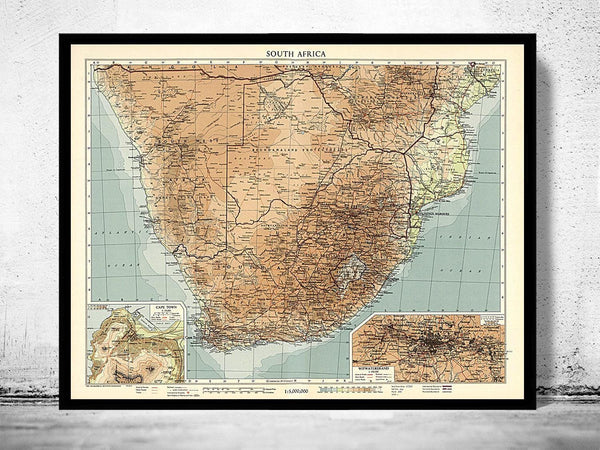 Old Map of South Africa Africa du Sud Vintage Map | Vintage Map Wall Art Print