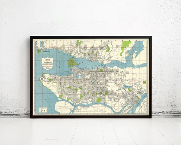 Old Map of Vancouver British Columbia Canada Vancouver BC Map Vintage Map | Vintage Map Wall Art Print | Large Map Print