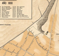 Old map of Cuzco Peru 1900 Vintage Map | Vintage Map Wall Art Print