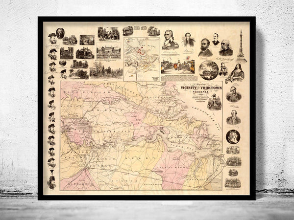 Old Map of Yorktown VA 1881  | Vintage Map Wall Art Print