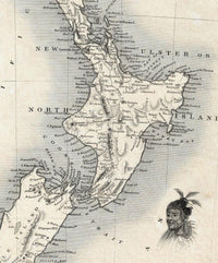 Vintage Map of New Zealand, Old map 1851  | Vintage Map Wall Art Print