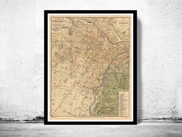 Old Map of Turin Torino Italy Italia 1911 Vintage Map | Vintage Map Wall Art Print