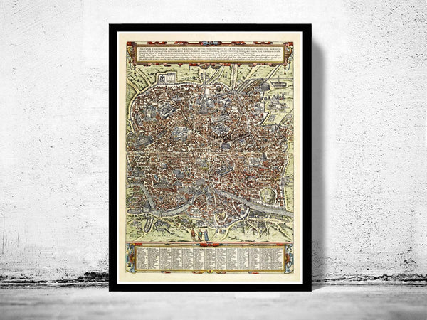 Old Map of Rome Italy 1580 Vintage Map of Rome | Vintage Map Wall Art Print